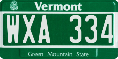 VT license plate WXA334