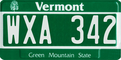 VT license plate WXA342