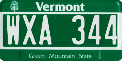 VT license plate WXA344