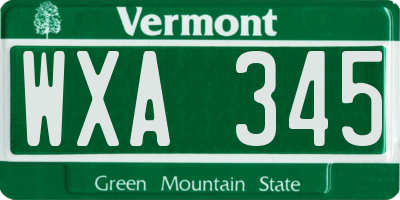 VT license plate WXA345