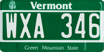 VT license plate WXA346