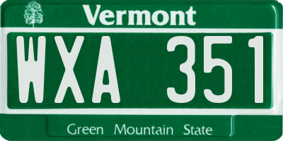 VT license plate WXA351