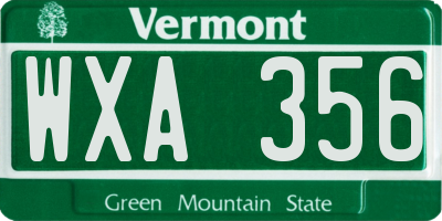 VT license plate WXA356