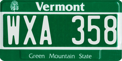 VT license plate WXA358