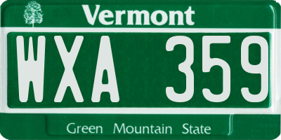 VT license plate WXA359