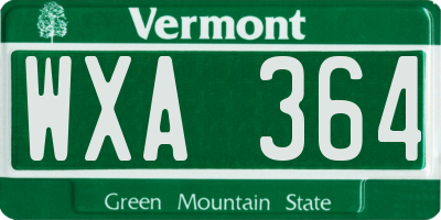 VT license plate WXA364