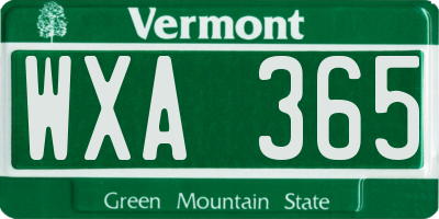 VT license plate WXA365