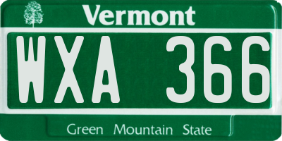 VT license plate WXA366