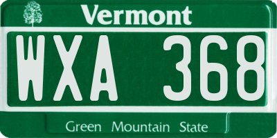 VT license plate WXA368