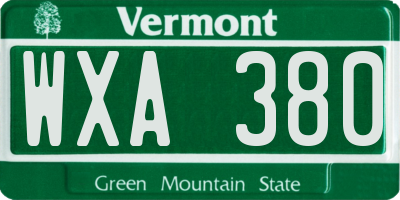 VT license plate WXA380
