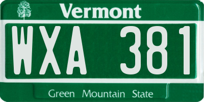 VT license plate WXA381