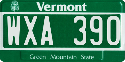 VT license plate WXA390