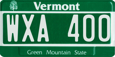 VT license plate WXA400