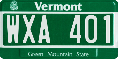 VT license plate WXA401