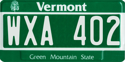 VT license plate WXA402