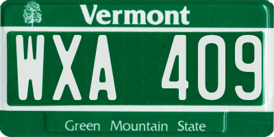 VT license plate WXA409