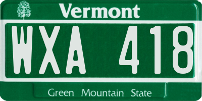 VT license plate WXA418