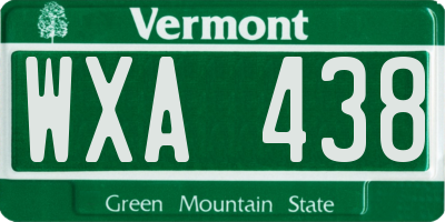 VT license plate WXA438