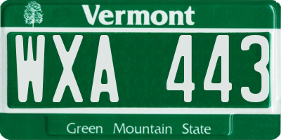 VT license plate WXA443