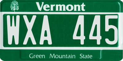 VT license plate WXA445