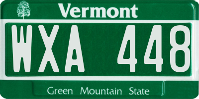 VT license plate WXA448