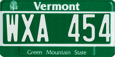 VT license plate WXA454