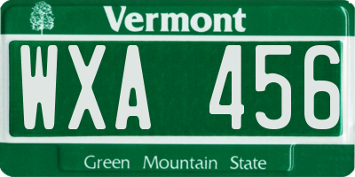 VT license plate WXA456