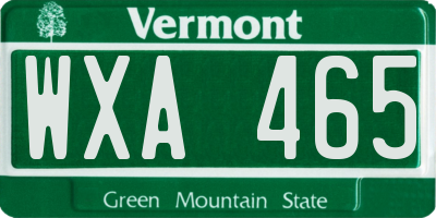 VT license plate WXA465
