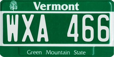 VT license plate WXA466