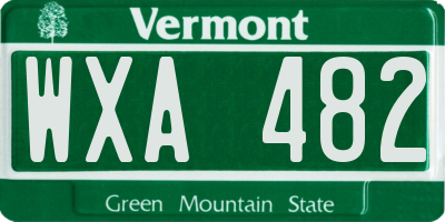 VT license plate WXA482