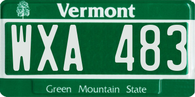 VT license plate WXA483