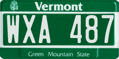 VT license plate WXA487