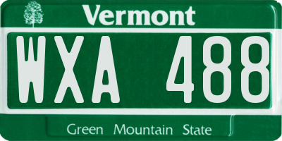 VT license plate WXA488