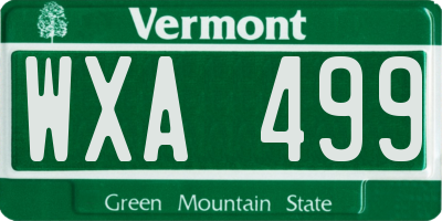 VT license plate WXA499
