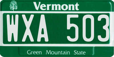 VT license plate WXA503