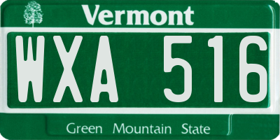 VT license plate WXA516