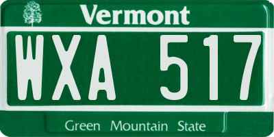 VT license plate WXA517