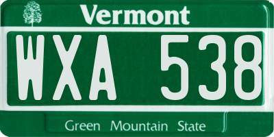 VT license plate WXA538