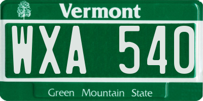 VT license plate WXA540