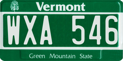 VT license plate WXA546