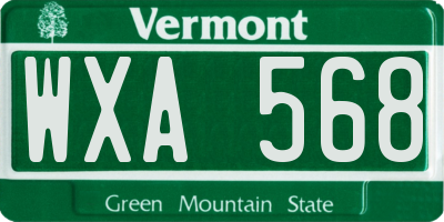 VT license plate WXA568