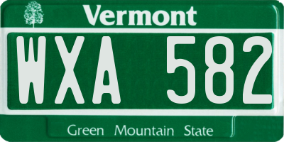 VT license plate WXA582