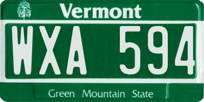 VT license plate WXA594