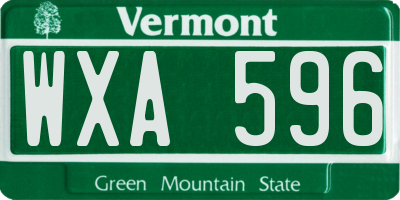 VT license plate WXA596