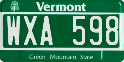 VT license plate WXA598