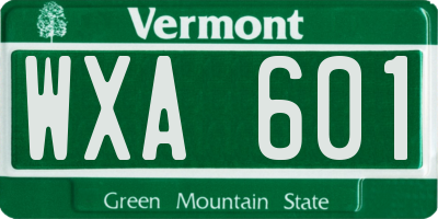 VT license plate WXA601