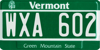 VT license plate WXA602