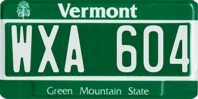 VT license plate WXA604