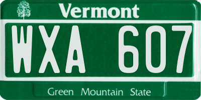 VT license plate WXA607