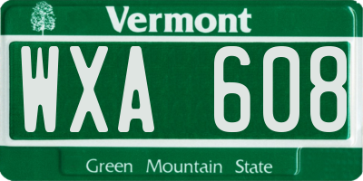 VT license plate WXA608